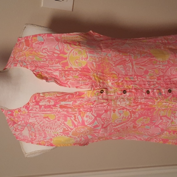 Lily Pulitzer pink print cotton breezy sundress sz M - Picture 2 of 4